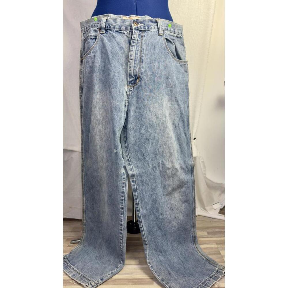 pj mark wide leg y2k grunge‎ streetwear light wash baggy jeans 38x32